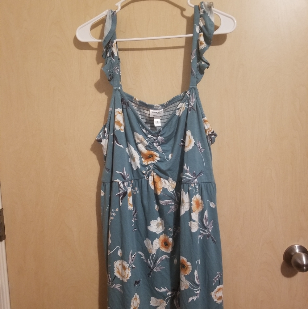 Torrid baby doll,ruffle sleeve,blue floral cami